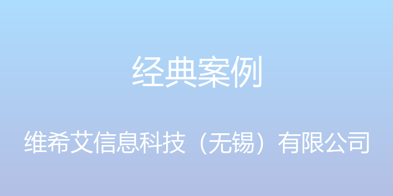 经典案例 - 维希艾信息科技（无锡）有限公司