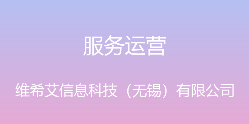 服务运营 - 维希艾信息科技（无锡）有限公司