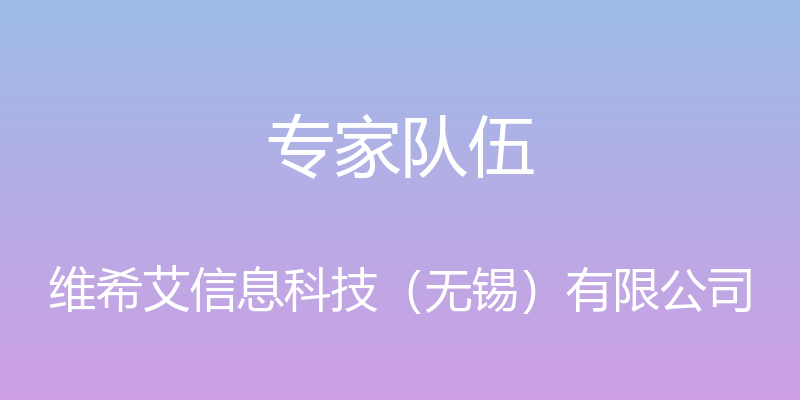 专家队伍 - 维希艾信息科技（无锡）有限公司